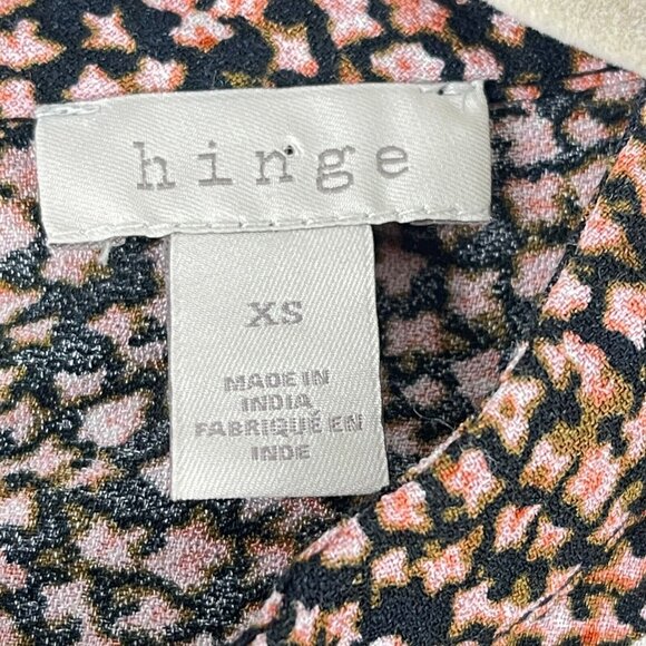 Hinge Brown Floral Mix Print Shirt Womens Prairie Chic High Neck Size XS - Picture 10 of 13